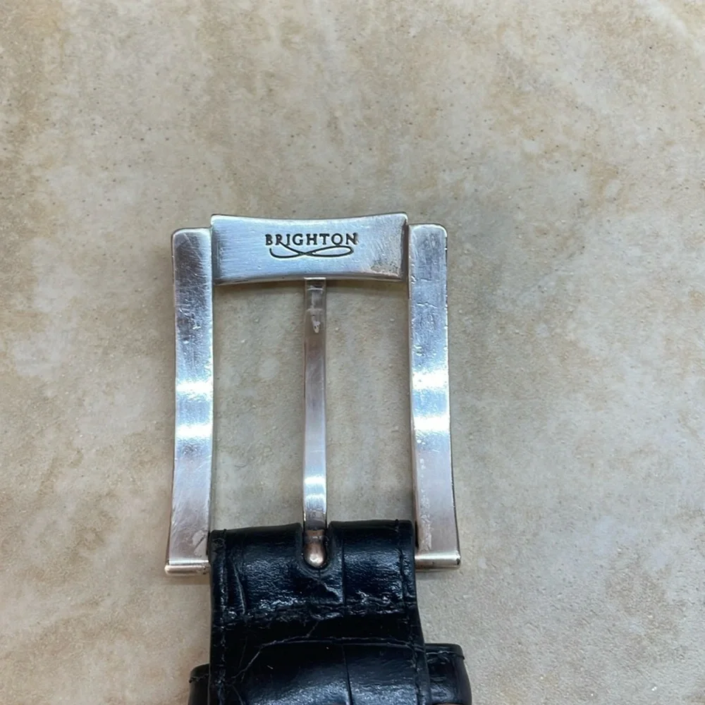 Brighton Dress Belt Size 38 Animal Full Grain Leather Glove Lining Black